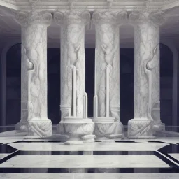 Greek white marble statures inside Peripheral futuristic majortown London, year 2037, Night suit , shelled, anti-realism,atmospheric, cinematic lighting, colourful, unreal engine 5