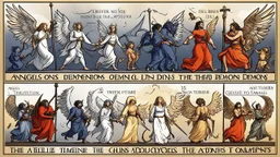 timeline illustration of angels and demons according to the bible from the Genesis to the Apocalypse. timeline illustration of evolution of timeline of angels and demons evolution of timeline of angels and demons evolution of timeline of angels and demons