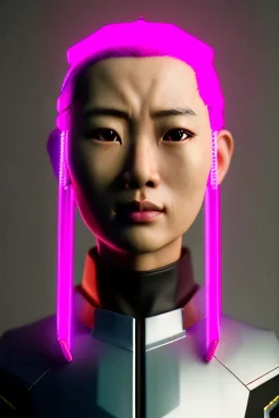 portrait, Asian cyborg woman, samurai warrior :: symmetry photography, cyberpunk style, pink hair, wires conveying, perfect eyes, samurai helmet, tiger mask, black samurai army, katana, japanese traditional ornaments, pink, white, black, glow eyes, cinematic, Ultra realistic, dark scene, soft color, highly detailed, unreal engine 5, RTX, ultra detail, 3d, finely drawn, high definition.