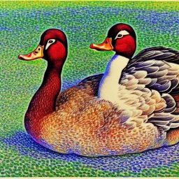 dead muscovy duck in style of signac