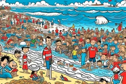 where's Wally but with elon musk big image beach