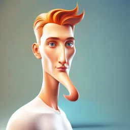 3D vector illustration man with 50 centimeter long nose