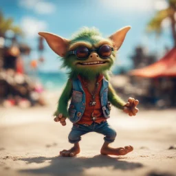 hairy pimp groove funk kobold gremlin hippie in running inside big thread mill on beach ,bokeh like f/0.8, tilt-shift lens 8k, high detail, smooth render, down-light, unreal engine