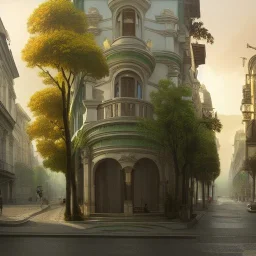 Beaux Arts architecture,+palladio+liveable street+detailed facades+green city,uphill road,trees on walkway,elegant avenue, biopunk+Bueno Aires,vienna,trieste,alphonse mucha, greg rutkowski,matte painting, cryengine, hyper detailed, felix kelly, fantasy art, seb mckinnon"