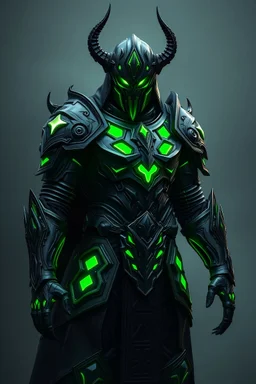 Black and glowing green evil looking armour