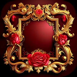 Golden frame baroque with red and roses