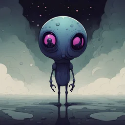 Myconid staring into the void, in contemporary art style, background underneath