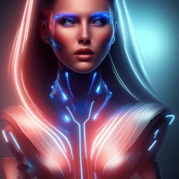 cyberblue, head, woman, portrai, tron