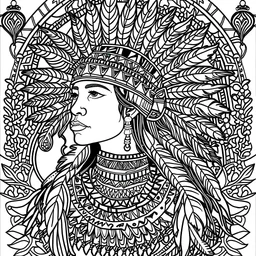 coloring pages black and white indigenous cultures of North America, often featuring motifs like dreamcatchers, totem animals, and geometric patterns in earthy colors