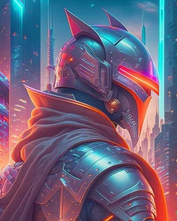 Best quality, masterpiece, ultra high definition, Retro Futuristic,cyberpunk knight Comic style