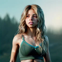 Shakira, 40 years old, artist, Realistic image, waist up portrait. eyes make up, perfect, glow, circle iris. concept art, smooth, unreal engine 5, god lights, ray tracing, RTX, lumen lighting, ultra detail, volumetric lighting, 3d, finely drawn, high definition, 4k.