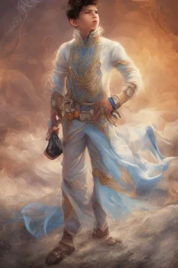 beautiful 12 year old arabic boy with curly hair and light blue eyes