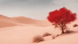 arbol rojo en un desierto