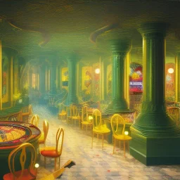 bright eyes, in underground wonderland casino, cards, lizard court, disturbing detail, pen and spray paint,3d render, isometric