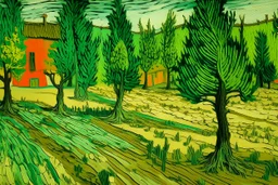 Lime green semi-desert grounds with termites painted by Vincent van Gogh