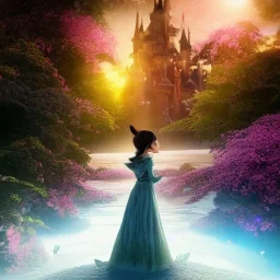 Realistic futuristic fantasy neverland kissing moonlight 8K resolution flowers romance snow castle butterfly