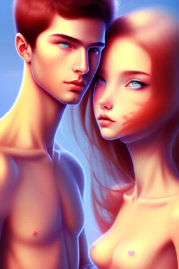 girl and boy, cute, beautiful, close up