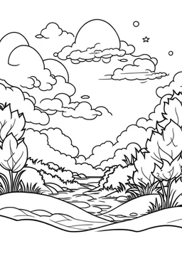 outline art for Nighttime Sky coloring pages with sitch, white background, Sketch style, full body, only use outline, clean line art, white background, no shadows and clear and well outlined.