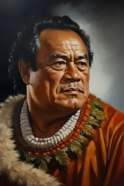 Painting portrait of Samoan formal chief young and black hair