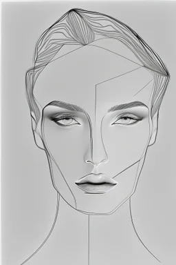 Draw nester formentera style for face shape with vertical black line