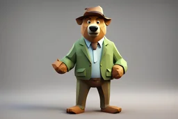 low poly 3d model of yogi bear