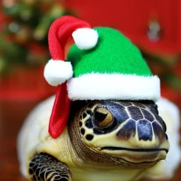 turtle and santa hat