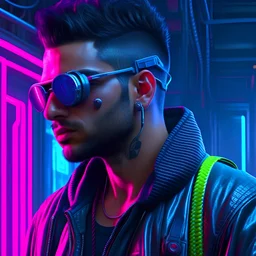 Cyberpunk man in three dimensions