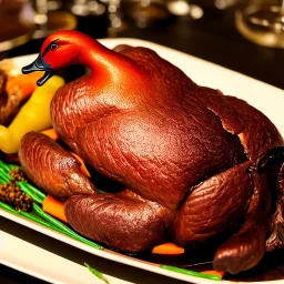 roast muscovy duck in style of dali