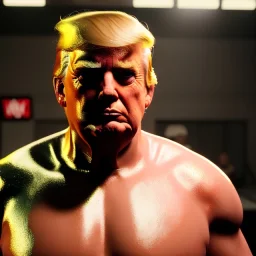 Realistic photo, Donald trump wrestler, wrestling dress, sweat, retro style, 80s, hot ambient, photo studio, red, gold, vibrant color, gradient, highly detailed, art stations, concept art, smooth, unreal engine 5, god rays, ray tracing, RTX, lumen lighting, ultra detail, volumetric lighting, 3d, finely drawn, high definition, high resolution.