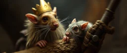 king elf weasel mouse in style of Rembrandt and Fallout 4, with motion blur