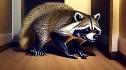 russian man runs from rabid raccoon hiding under the hotel room bed