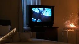 TV sparking and catching fire in hotel room