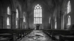 gloomy, ruined Catholic churches