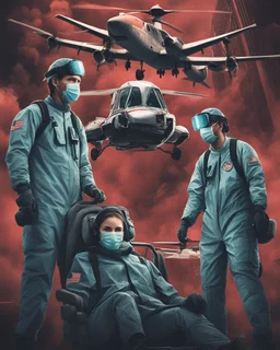 **Cinematic Poster:** A suspense thriller revolving around a team of virologists racing against time to understand and control a new viral infestation. **Appearance:** Art ideas that encapsulate the essence of emergency evacuation, aid supply, and prompt execution of medical, surgical, and emergency training for pandemics, viral infestations, and disease control. Each of these ideas aims to create a captivating and distinctive narrative that not only entertains but also educates the audience ab