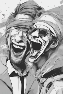 2 faceless person's laughing