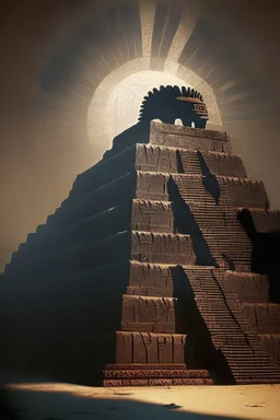 a giant looming shadow over an aztec temple