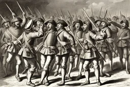 soldats anglais qui crient année 1669