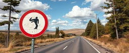 roadsign sign warning about dangerous illusions and artwork in the road