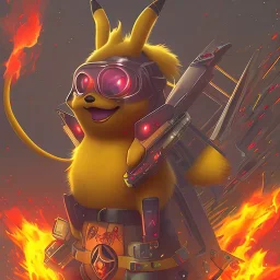 Pikachu fire demon cyberpunk