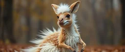 kangaroo dragon with white fluffy whool in autumn