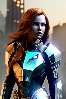 ultrarealistic, ruined city,__mass effect armor__, __angles__, 19 year old woman, strikingly beautiful, ginger hair, silver colour, [__starlets__|__starlets__], (pale __skincolor__ skin:1.2), __camera__, _hair_, detailed face and eyes, medium breasts, leather choker, freckles, dynamic pose, resolved expression, __accessory__, strappy outfit, (straps:1.1), sword in scabard on left hip, (buckles, buttons, snaps, rings:1.0), haltertop style breastplate, detailed eyes, plump lips, sci-fi theme