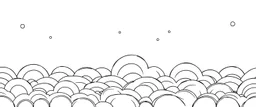 a series spaced curved and looping horizontal lines with paths inspired by clouds bubbles and flowers, cloud topography, whimsical cute, kawaii, black lines on white, vector lines