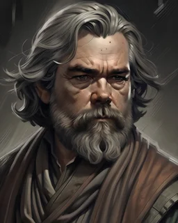 Portrait of a war hardened Jedi, Mid 20s, looks like Kurt Russel