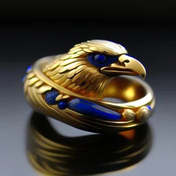 Ring with eagle and sapphire