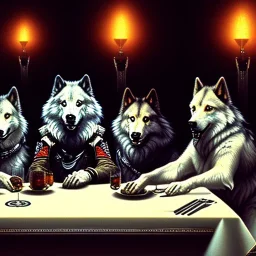 Wolfpack sitting at Table