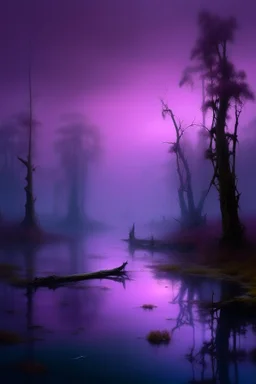 A purple spooky poisonous swamp painted by Ivan Aivazovsky