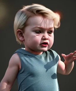 Penny Hofstadter toddler, full body, dramatic lighting, angry, hyper realistic