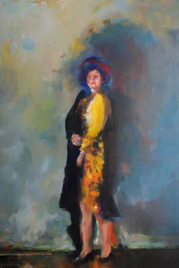 Full body portrait, painting, medium shot lady MidwestEmo