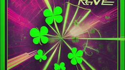 rave poster with Four-leaf clover and laser