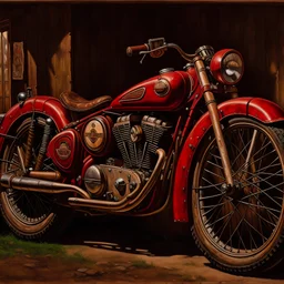 Painting of a high-quality antique motorcycle